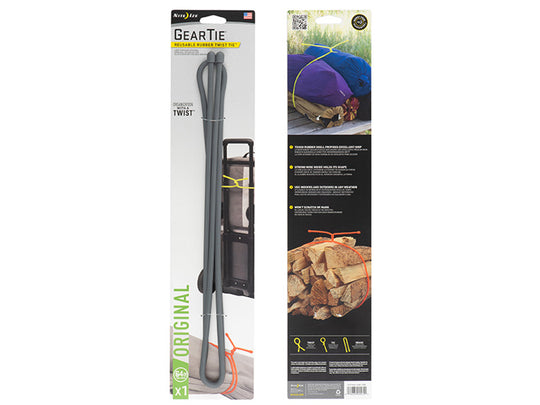 Nite Ize Gear Tie Reusable Rubber Twist Tie 64 in. - Charcoal