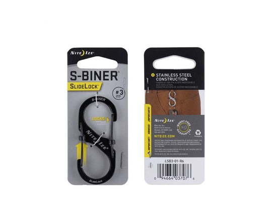Nite Ize S-Biner SlideLock - Stainless Steel Double-Gated Carabiner with 2 x Sliding Locks - #3 - Stainless (LSB3-11-R6), Black (LSB3-01-R6), Spectrum (LSB3-07-R3)