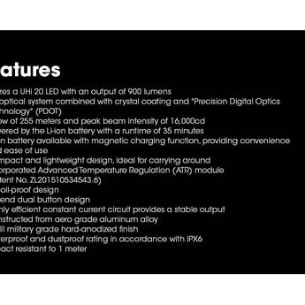 Nitecore NPL-25 Rechargeable LED Weapon Light - 900 Lumens - NiteLab UHi 20 - Includes 500mAh Li-ion Battery Pack