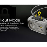 Nitecore NU21 Ultra Lightweight Dual Beam USB-C Rechargeable LED Headlamp - 360 Lumens - Uses Built-in 500mAh Li-ion Battery Pack - White, Black, or Yellow