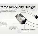 Nitecore NU21 Ultra Lightweight Dual Beam USB-C Rechargeable LED Headlamp - 360 Lumens - Uses Built-in 500mAh Li-ion Battery Pack - White, Black, or Yellow