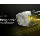 Nitecore NU21 Ultra Lightweight Dual Beam USB-C Rechargeable LED Headlamp - 360 Lumens - Uses Built-in 500mAh Li-ion Battery Pack - White, Black, or Yellow