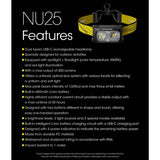 Nitecore NU25 USB-C Rechargeable LED Headlamp - Standard 400L or UL Model