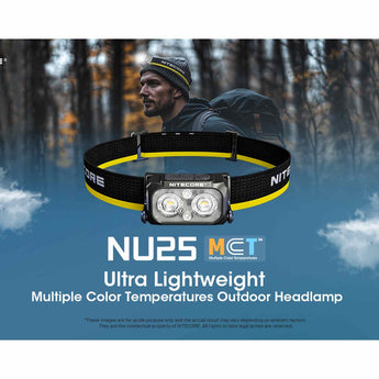Nitecore NU25 MCT Headlamp 400 Lumens - Includes Built-In Li-Ion Battery Pack - Standard or Ultra-Lightweight Model