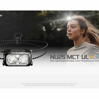 Nitecore NU25 MCT Headlamp 400 Lumens - Includes Built-In Li-Ion Battery Pack - Standard or Ultra-Lightweight Model