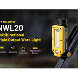 Nitecore NWL20 Triple Output USB-C Rechargeable LED Work Light - 600 Lumens - Includes 1 x 21700