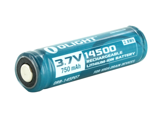 Olight ORB-145P07 14500 750mAh 3.7V Protected Lithium Ion (Li-ion) Button Top Battery - Retail Card