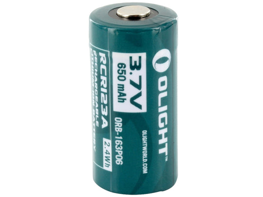 Olight 650mAh 16340 Li-Ion Battery Vertical View