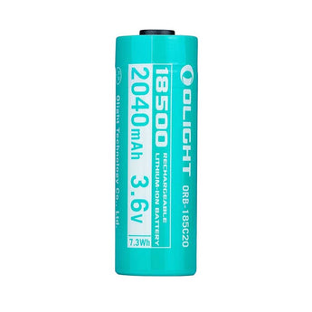 Olight 185C20 18500 2040mAh 3.7V Protected Lithium Ion (Li-ion) Button Top Battery - Retail Card