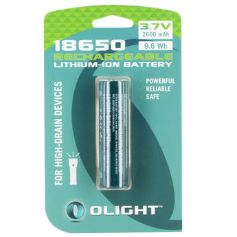 Olight ORB2-186P26 18650 2600mAh 3.7V Protected Lithium Ion (Li-ion) Button Top Battery - Retail Card