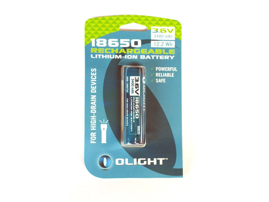 Olight ORB2-186P34 18650 3400mAh 3.6V Protected Lithium Ion (Li-ion) Button Top Battery - Retail Card