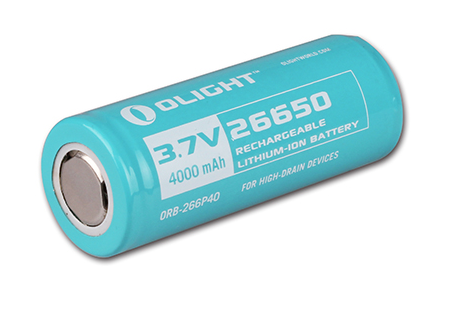 Olight 26650 4000mAh 3.7V Protected Lithium Ion (Li-ion) Button Top Battery - Bulk (26650-BATTERY-4000MAH)