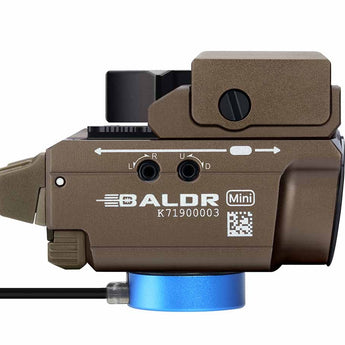 Olight Baldr Mini Rechargeable LED Pistol Light with Green Laser - 600 Lumens - Uses Built-In 3.7V 230mAh Li-Poly Battery Pack - Black or Desert Tan
