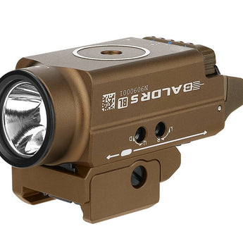 Olight Baldr S BL Rechargeable Weapon Light with Blue Laser - 800 Lumens - Uses Built-In 380mAh Li-Poly Battery Pack - Black or Desert Tan