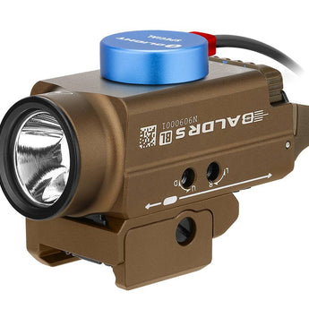 Olight Baldr S BL Rechargeable Weapon Light with Blue Laser - 800 Lumens - Uses Built-In 380mAh Li-Poly Battery Pack - Black or Desert Tan