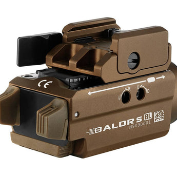 Olight Baldr S BL Rechargeable Weapon Light with Blue Laser - 800 Lumens - Uses Built-In 380mAh Li-Poly Battery Pack - Black or Desert Tan