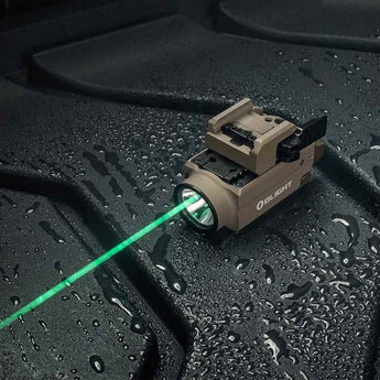 Olight Baldr S Rechargeable Weapon Light with Green Laser - 800 Lumens - Uses Built-In 380mAh Li-Poly Battery Pack - Black, Desert Tan, or Flat Dark Earth (FDE)