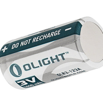 Olight CR123A 1600mAh 3V Lithium Primary (LiMNO2) Button Top Photo Battery - 1pc Retail Card