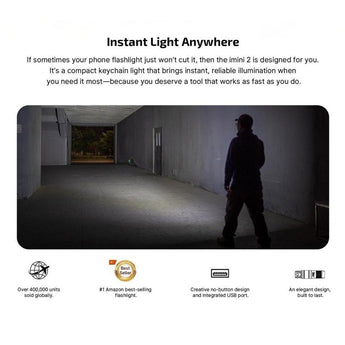 Olight iMini 2 Rechargeable LED Keylight - 50 Lumens - Uses Built-in 3.7V 80mAh Li-ion Battery Pack - Multiple Color Options