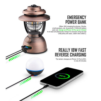 Olight Olantern Classic 2 Pro Dimmable Retro Lantern - 300 Lumens - Uses Built-in Li-ion Battery Pack - Clay Beige, Forest Green, Vintage Copper, Gunmetal Gray, or Pumpkin