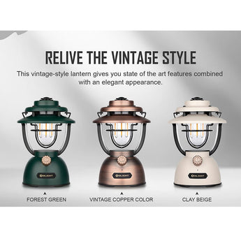 Olight Olantern Classic 2 Pro Dimmable Retro Lantern - 300 Lumens - Uses Built-in Li-ion Battery Pack - Clay Beige, Forest Green, Vintage Copper, Gunmetal Gray, or Pumpkin