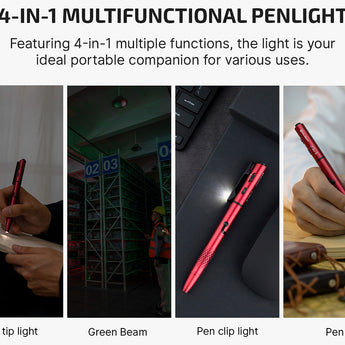 Olight O'Pen 3 LED Pen Light Informational View - 4 in 1 Multifunctional Penlight