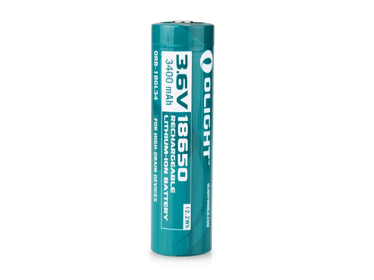 Olight ORB2-186L34 3.7V 3400mAh Protected Lithium Ion (Li-ion) Button Top Battery - Retail Card