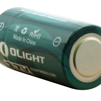 Olight ORBC-163C06 RCR123A / 16340 650mAh 3.7V Protected Lithium Ion (Li-Ion) Button Top Battery with Micro USB Charging Port - Retail Card