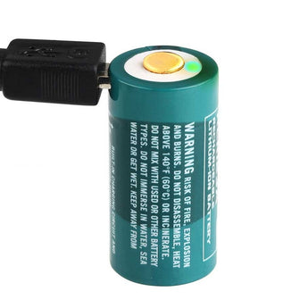 Olight ORBC-163C06 RCR123A / 16340 650mAh 3.7V Protected Lithium Ion (Li-Ion) Button Top Battery with Micro USB Charging Port - Retail Card