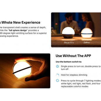 Olight Sphere C Rechargeable LED Lantern - 75 Lumens - Uses Built-in 700mAh Li-ion Battery Pack - Clear or Stellar Sky