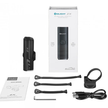 Olight ZX USB-C Rechargeable LED Bike Light - 220 Lumens - Uses Built-in 1400mAh Li-ion Battery Pack