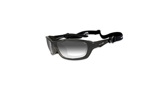 Wiley X Brick Climate Control Sunglasses Rx Ready with High Velocity Protection - Metallic Black Frame with LA Light Adjusting Smoke Grey Lenses (856)
