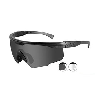 Wiley X PT-1 Changeable Sunglasses Rx Ready with High Velocity Protection - Matte Black Frame with Smoke Grey - Clear Lens Kit with Rx Insert (PT-1SCRX)