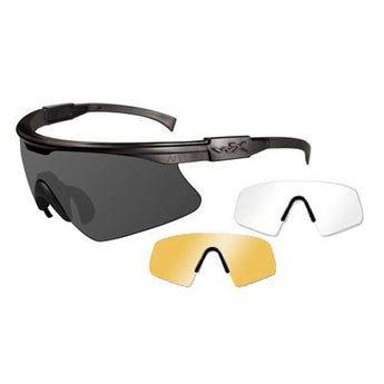 Wiley X PT-1 Changeable Sunglasses with High Velocity Protection - Matte Black Frame with Smoke Grey - Clear - Light Rust Lens Kit (PT-1SCL)