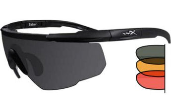 Wiley X Saber Advanced Changeable Sunglasses with High Velocity Protection - Matte Black Frame with Smoke Grey - Light Rust - Vermillion Lens Kit (309)