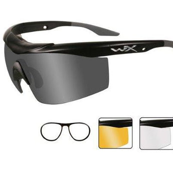 Wiley X WX Talon Changeable Sunglasses Rx Ready with High Velocity Protection - Matte Black w Frame with Smoke Grey - Clear - Light Rust Lens Kit with Rx Insert (CHTAL2RX)