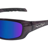 Wiley X WX Gravity Climate Control Sunglasses Rx Ready with High Velocity Protection - Black Crystal Frame with Polarized Blue Mirror (Green) Lenses (CCGRA19)