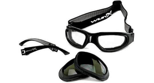 Wiley X SG-1 Goggles Rx Ready with High Velocity Protection - Matte Black Frame with Smoke Grey - Clear V-Cut Lens Kit (70)