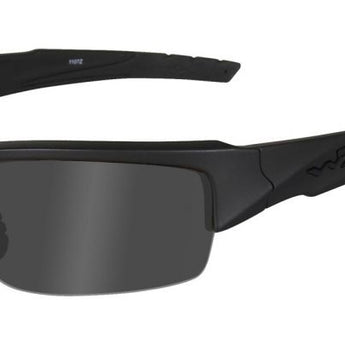 Wiley X WX Valor Changeable Sunglasses Rx Ready with High Velocity Protection - Black Ops Matte Black Frame with Smoke Grey Lenses (CHVAL01)