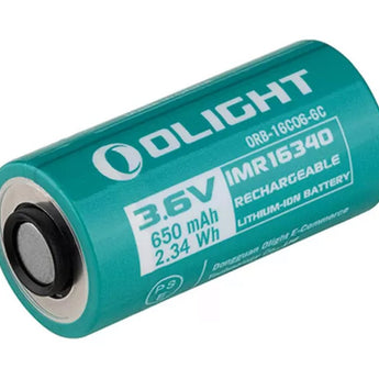 Olight IMR RCR123A / 16340 650mAh 3.7V Protected Lithium Ion (Li-ion) Button Top Battery for the Perun 2 Mini and Baton 4