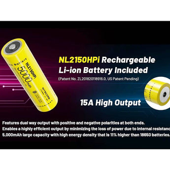 Nitecore P23i USB-C Rechargeable Tactical LED Flashlight - 3000 Lumens - Luminus SFT-70 - Includes 1 x 21700