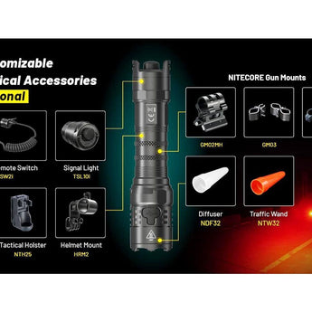 Nitecore P23i USB-C Rechargeable Tactical LED Flashlight - 3000 Lumens - Luminus SFT-70 - Includes 1 x 21700