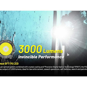 Nitecore P23i USB-C Rechargeable Tactical LED Flashlight - 3000 Lumens - Luminus SFT-70 - Includes 1 x 21700