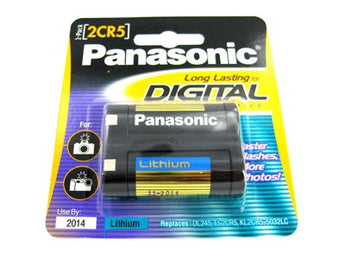 Panasonic 2CR5 1400mAh 6V Lithium Primary (LiMNO2) Photo Battery - 1 Piece Retail Card