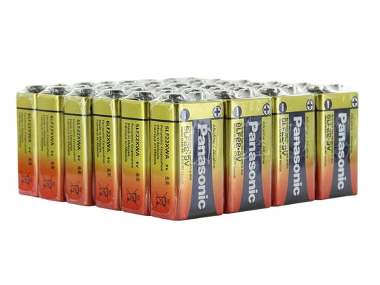 Panasonic Industrial 6LF22XWA1SB (24 Pack) Alkaline 9V Battery with Snap Connector (6LF22XWA/1SB) - Box of 24
