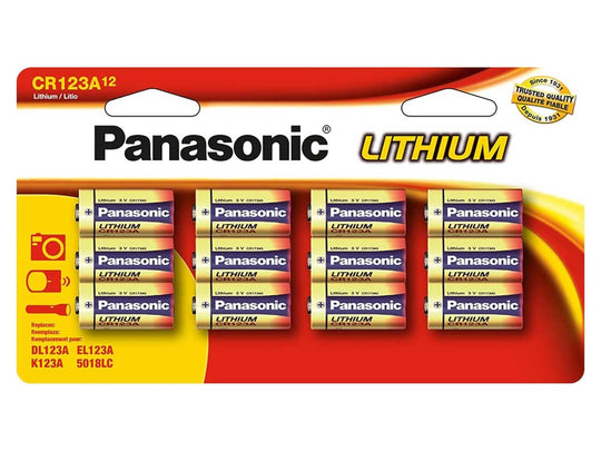 Panasonic CR123A 12 Pack - Blister Pack