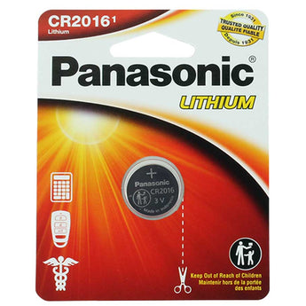 Panasonic CR2016 90mAh 3V Lithium (LiMnO2) Coin Cell Battery - 1 Piece Standard Size Carded Packaging