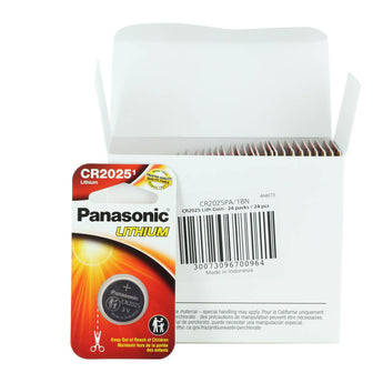 Panasonic CR2025 165mAh 3V Lithium (LiMnO2) Coin Cell Battery - 1 Piece Narrow Size Carded Packaging