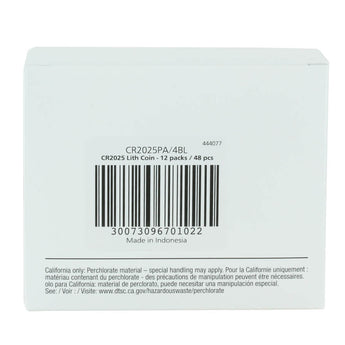 Panasonic CR2025 165mAh 3V Lithium (LiMnO2) Coin Cell Battery - 4 Piece Standard Size Carded Packaging