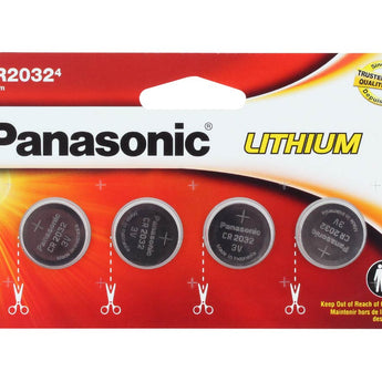 Panasonic CR2032 220mAh 3V Lithium (LiMnO2) Coin Cell Battery - 4 Piece Wide Size Carded Packaging